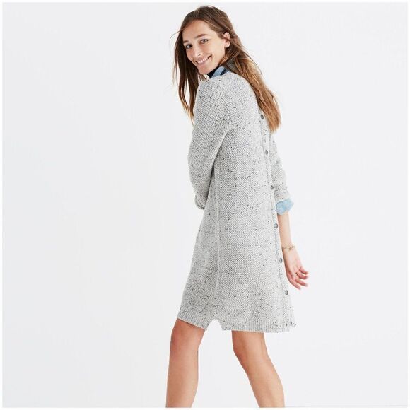 EUC Madewell Button-Back Sweater-Tunic Dress in Donegal Grey - Picture 6 of 11